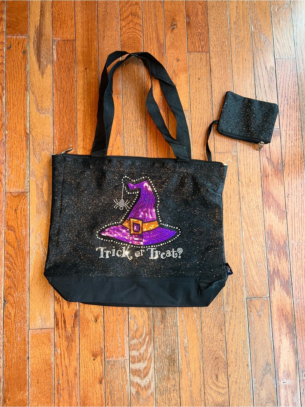 N-Gil Halloween Glitter Trick or Treat Tote Bag w/ Matching Wristlet - Picture 7 of 7